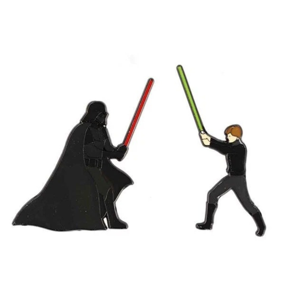 Star Wars Darth Vader & Luke Skywalker Lightsaber Duel Metal Enamel Pin Set NEW